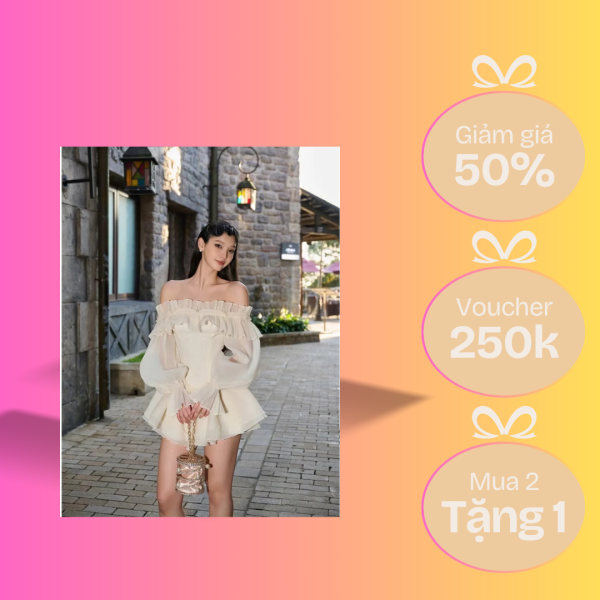 ĐẦM VÁY TRỄ VAI DÀI TAY TƠ HÀN BỒNG XOÈ - Ảnh 3